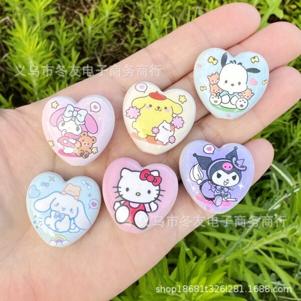Wholesale 10pcs 22mm cartoon heart double-sided printed acrylic beads OLY Exclusive