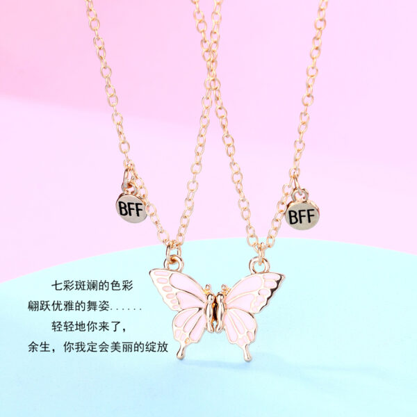Wholesale Butterfly Necklace Magnet Stone Attracting Bff Alloy Dripping Oil