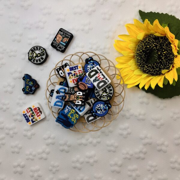 Wholesale New Cartoon Creative Father's Day Series Silicone Beads  10pcs/pack