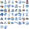 Wholesale 50pcs Transparent Cartoon Blue Beach Waterproof Vinyl Stickers