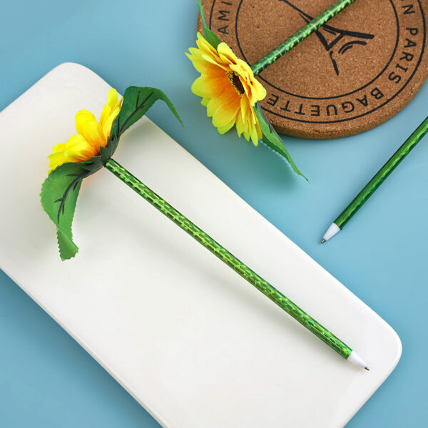 Wholesale artificial sunflower handmade silk cloth flower sunflower chrysanthemum laser rod ballpoint pen batch