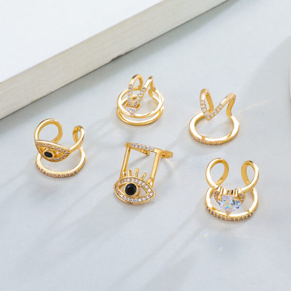 Wholesale Geometric Diamond Opening Nail Ring