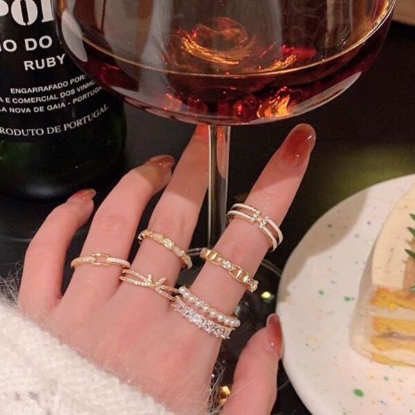 Wholesale Versatile Open Ring Collection for Women, Niche Design with Bowknot and Pearl, Index Finger Ring, Niche Light Luxury with a High-End Unique Feel