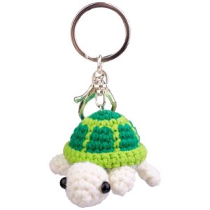 Green turtle knitted keychain