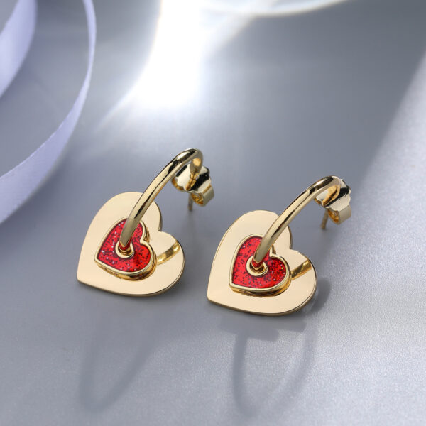 Wholesale Love Pendant Earrings Light Luxury Two Hearts Heart-shaped Earrings
