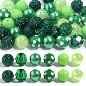 Green mixed pen beads / Size 20mm 12 pieces/pack as shown in figure 2 pieces each