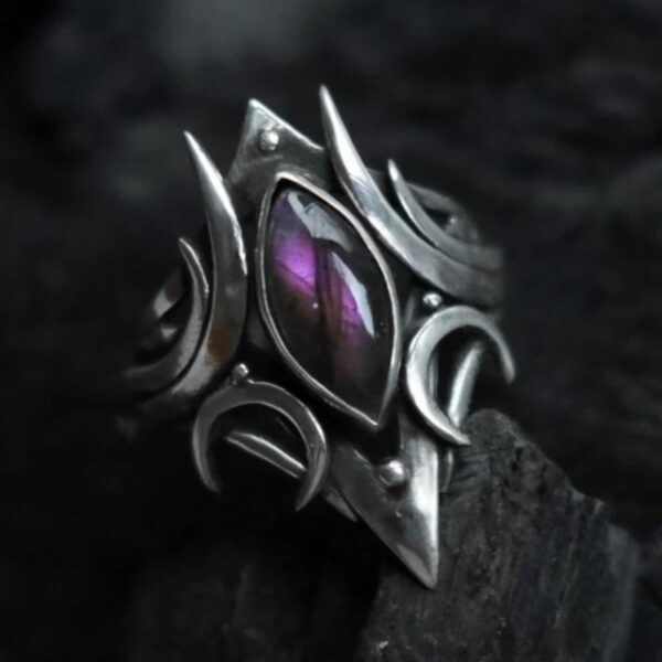 Wholesale Gothic retro geometric purple diamond ring