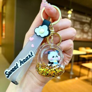 Leather cord [space bag] black and gold baby bottle panda / Quantity 1 is 1