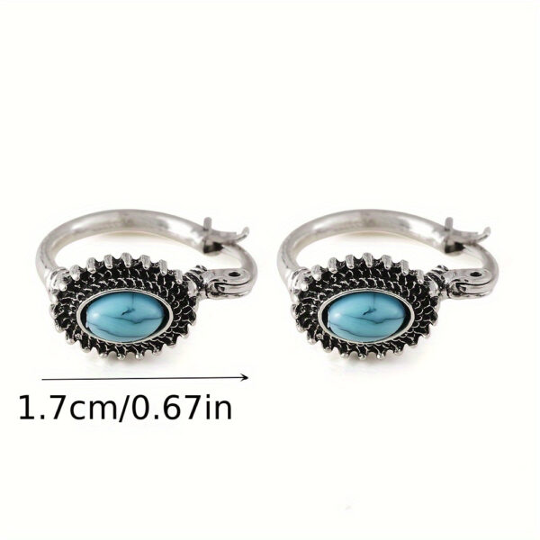 Wholesale Fashion Retro Turquoise Bohemian Style Oval Earrings