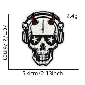 Music black skull cloth sticker 4#