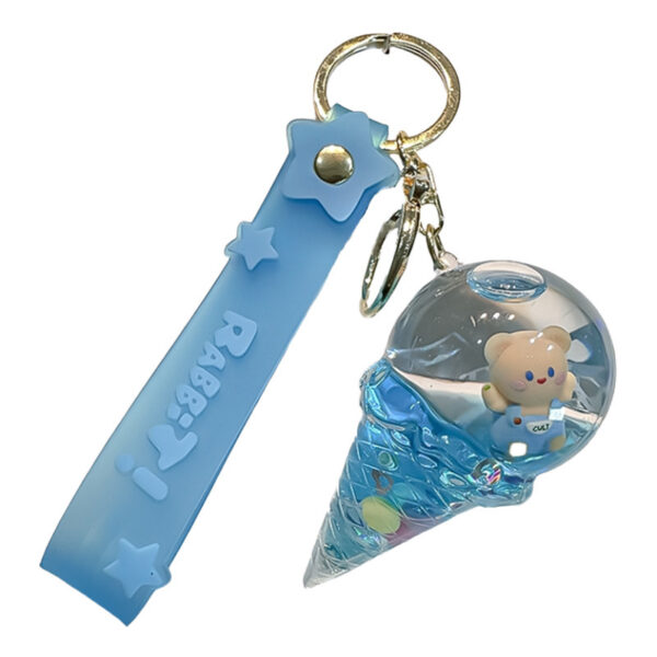 Wholesale Floating Bottle with Oil Sitting Bear Milk Tea Cup Acrylic Transparent Keychain