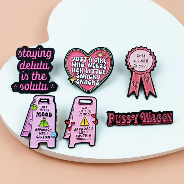 Wholesale Pink Series English Quotes Love Billboard Geometric Brooch