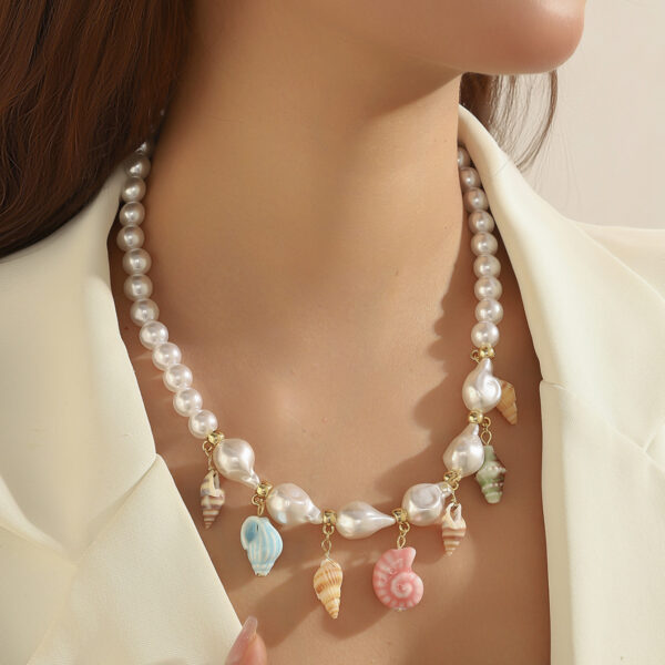 Wholesale Ocean-themed seashell pearl conch bohemian necklace