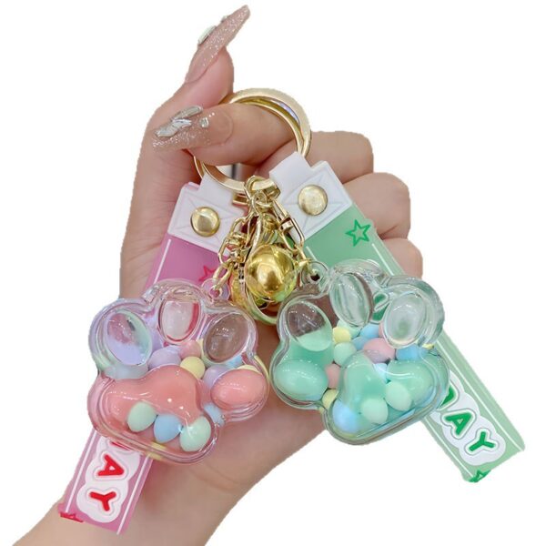O1CN01hUPyZH1GMVuHDn4gK_2214060710608-0-cib Wholesale Acrylic Liquid Sand Cat Paw Keychain