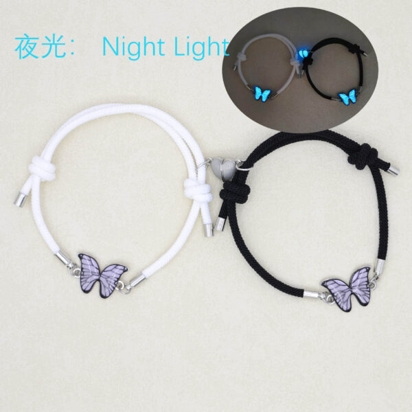 Wholesale Couple Bracelet Luminous Butterfly Alloy Love Magnetic Luminous Handmade