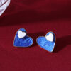 Wholesale Klein Blue Geometric Heart Earrings