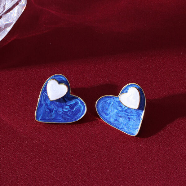 Wholesale Klein Blue Geometric Heart Earrings