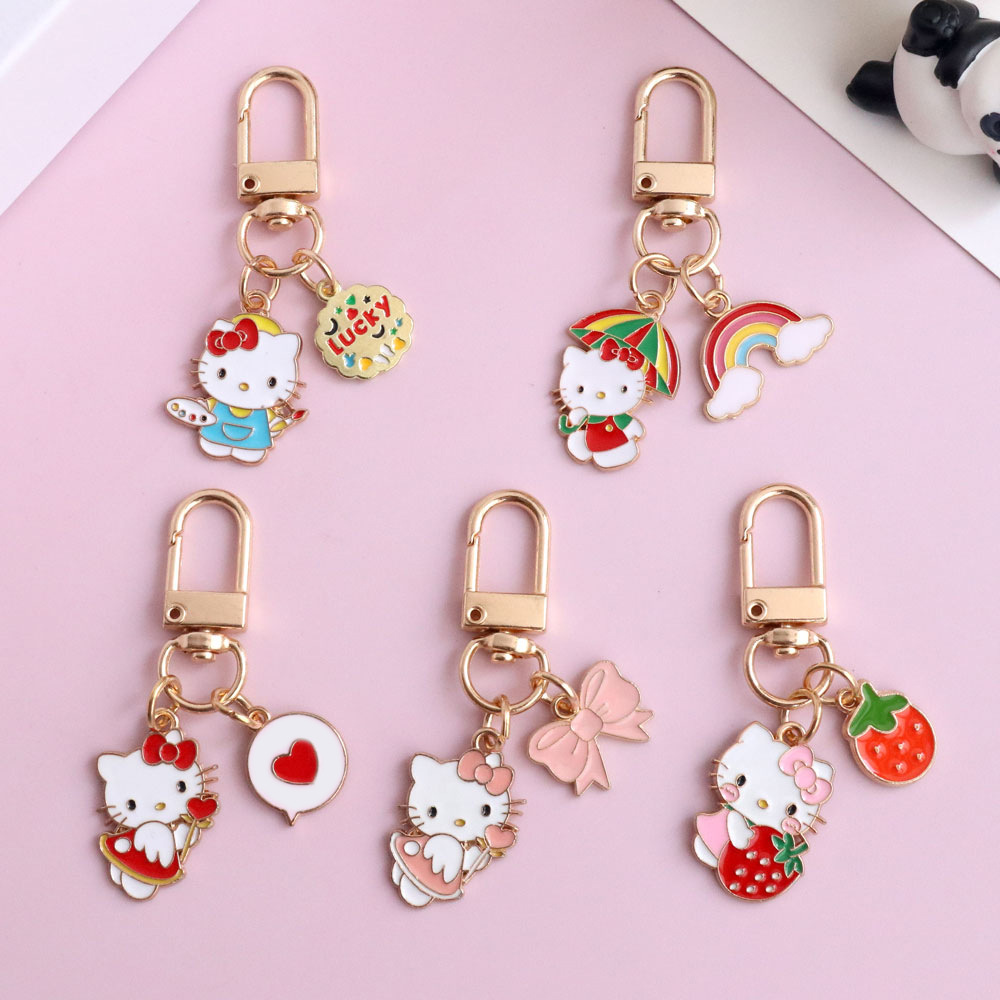 Wholesale Cute Cartoon Girl's Heart Cat Pendant Keychain Cole Girlfriend Gift Bag Airds Hanging Ornaments