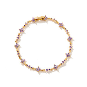 Purple flower bracelet-gold