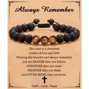 Always remember card 2+tiger eye black frosted bracelet