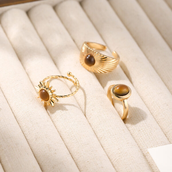 Wholesale Melard Wind Tiger Eye Stone Sunflower Ring