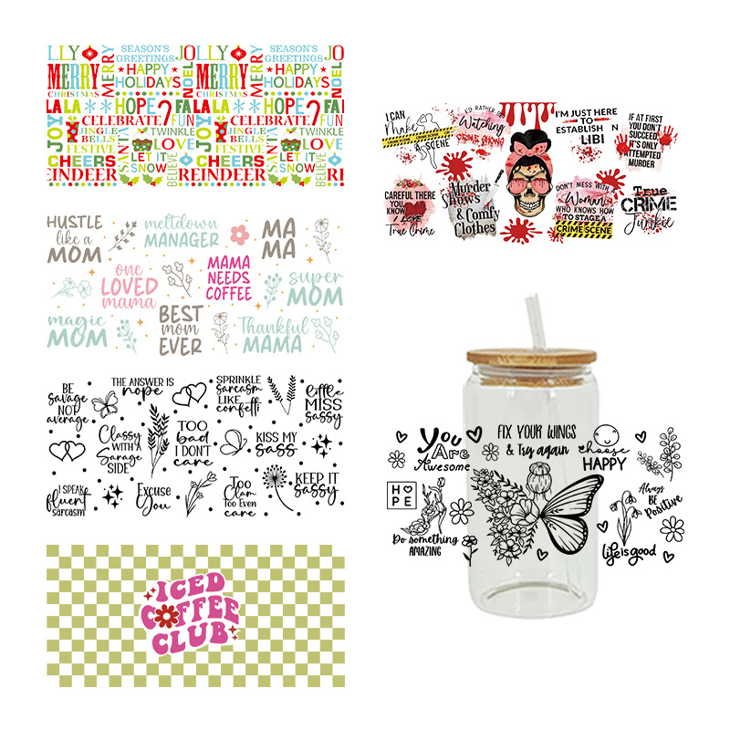 Wholesale UV Transfer Paste Glass Crystal Label Crystal Paste Cross-border Special Paste for 16oz Glass C 23cmX11cm