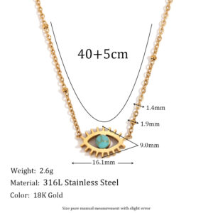 Mini Turquoise Eye Pendant Necklace-Gold