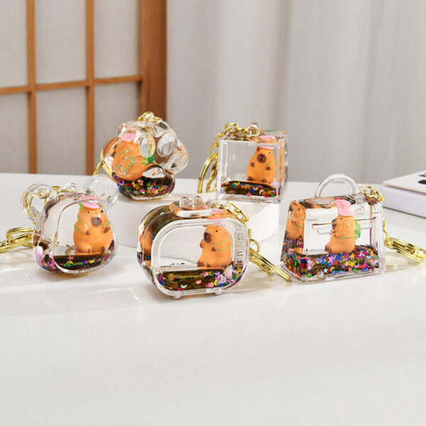 Wholesale Acrylic oil-filled capybara keychain