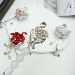 Wholesale Crystal Flamingo and Little Swan Inlaid Alloy Beads