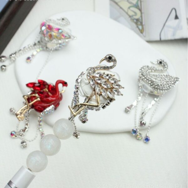 Wholesale Crystal Flamingo and Little Swan Inlaid Alloy Beads