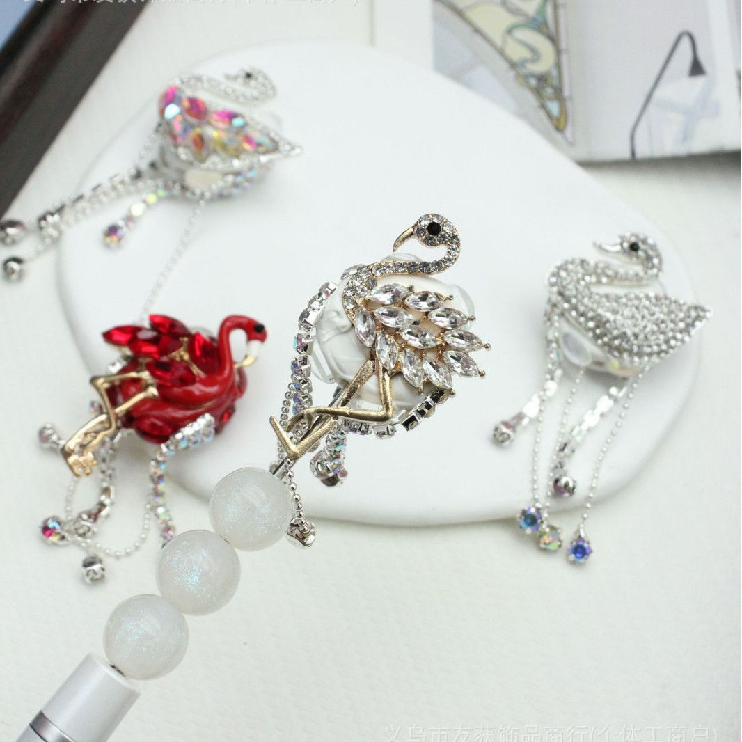Wholesale Crystal Flamingo and Little Swan Inlaid Alloy Beads