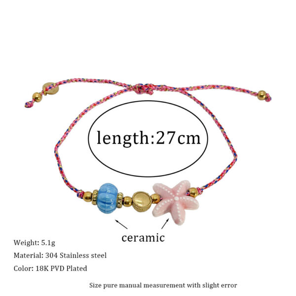Wholesale Ocean Starfish Ceramic Bohemian Adjustable Titanium Steel Bracelet