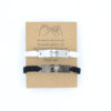 Wholesale Couple bracelet with stainless steel curved pieces, hand-woven black and white chain