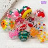 Wholesale Transparent hollow glass heart-shaped polka dot hand-painted flower beads