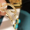 Wholesale Natural pearl hand wound turquoise long earrings