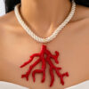 Wholesale Red Coral Shell Conch Pendant Necklace
