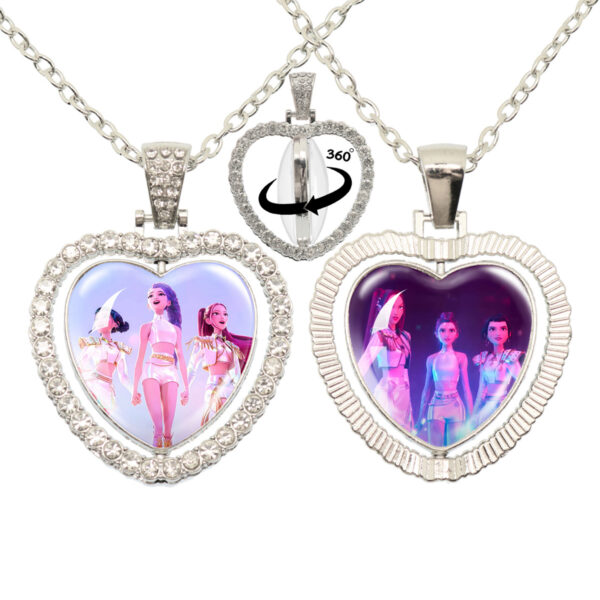 Wholesale Cartoon Cute Girl Time Gem Peach Heart Water Diamond Necklace