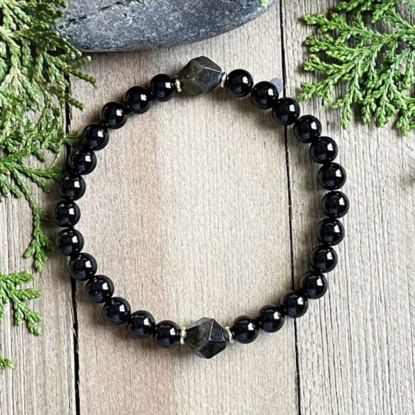 Wholesale Obsidian Bracelet Diamond Facet Gem Bracelet