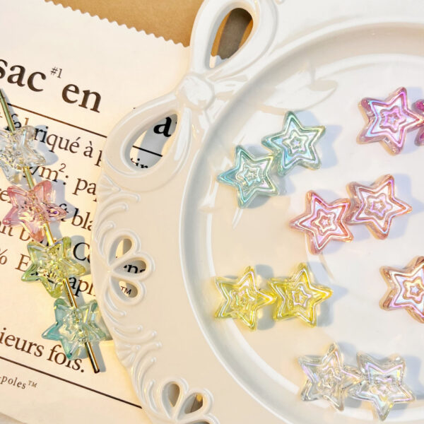 Wholesale 10pcs transparent double-layer pentagram acrylic beads