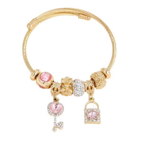 O1CN01hnqhas2LDsX8gIeoW_2206398079659-0-cib Wholesale Sweet rhinestone heart-shaped bead stainless steel bracelet