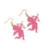 Wholesale Sparkling Pink Cid Letter LOVE Bow Earrings