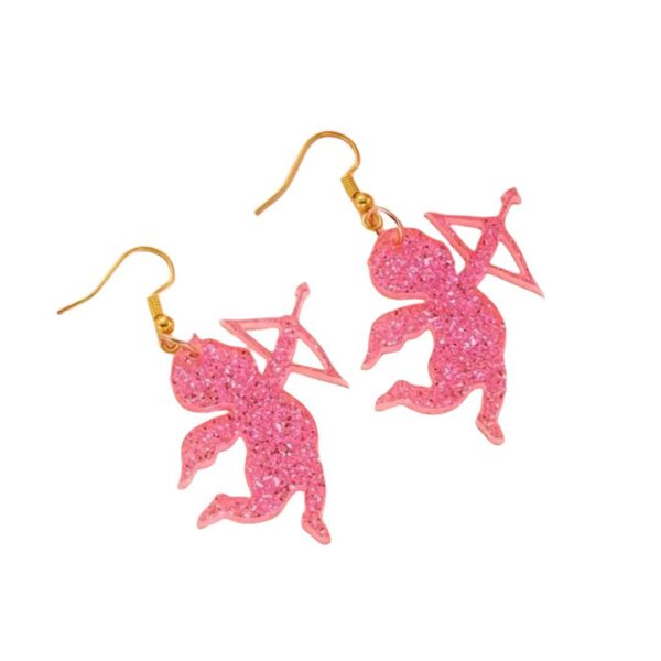 Wholesale Sparkling Pink Cid Letter LOVE Bow Earrings