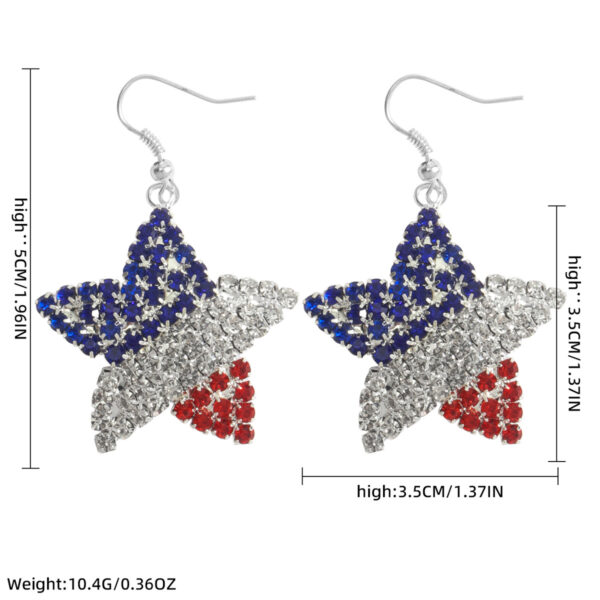 O1CN01hqXz2Z1iNi3xzW5qv_2208867034401-0-cib Wholesale Independence Day Diamond-encrusted Flag Five-pointed Star Pendant Earrings