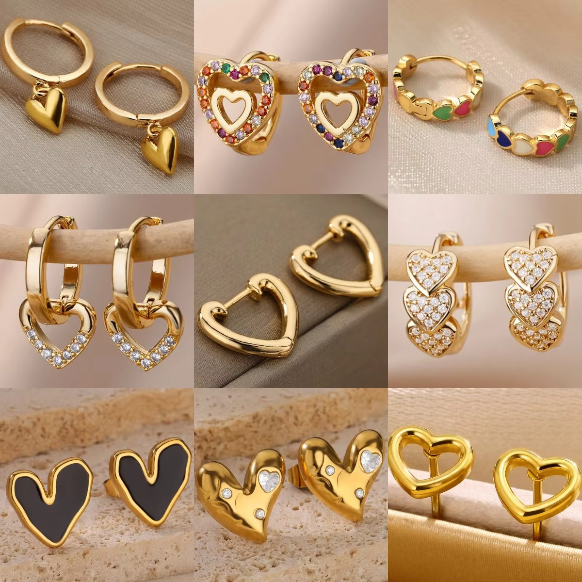 Wholesale Simple Zircon Love 18K Ear Buckle Women's Fashion Titanium Steel Ear Studs High-end Temperament Earrings Niche Cross-border Hot Sale