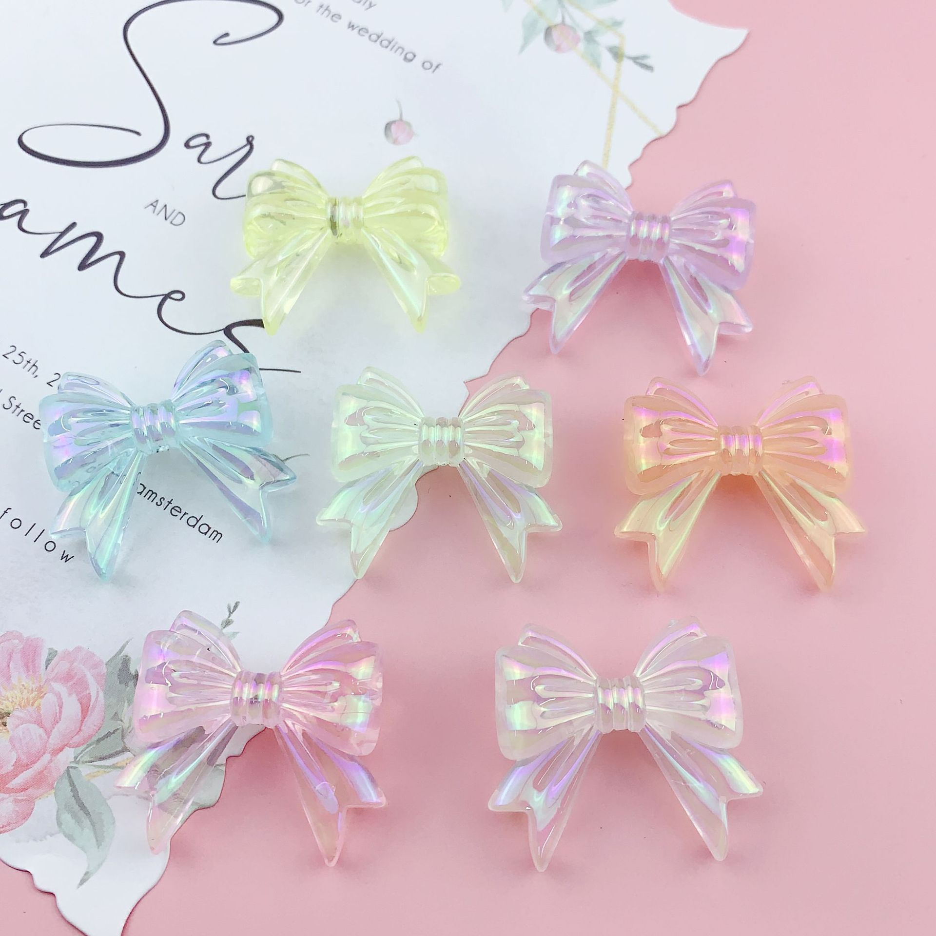 Wholesale Colored jelly colored butterfly bow acrylic beads