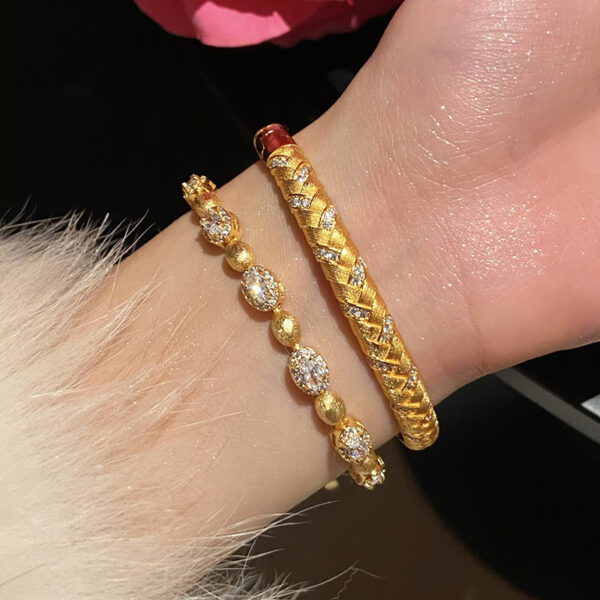 Wholesale 18K genuine gold electroplated zircon wheat ear woven bracelet
