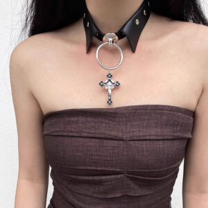 Cross fake collar [black]]