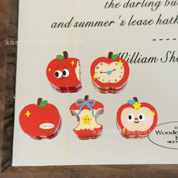 Wholesale 10pcs Apple Alarm Clock Board Embossed Acrylic Beads