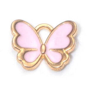 1 pink butterfly oil drop pendant