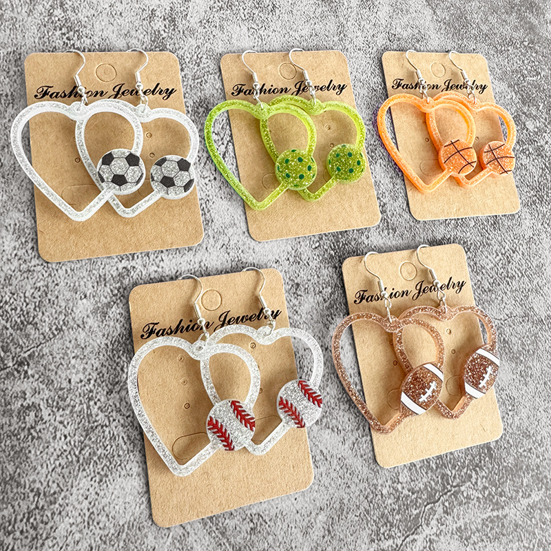 Wholesale Mother's Day ball srts earrings hollow acrylic love